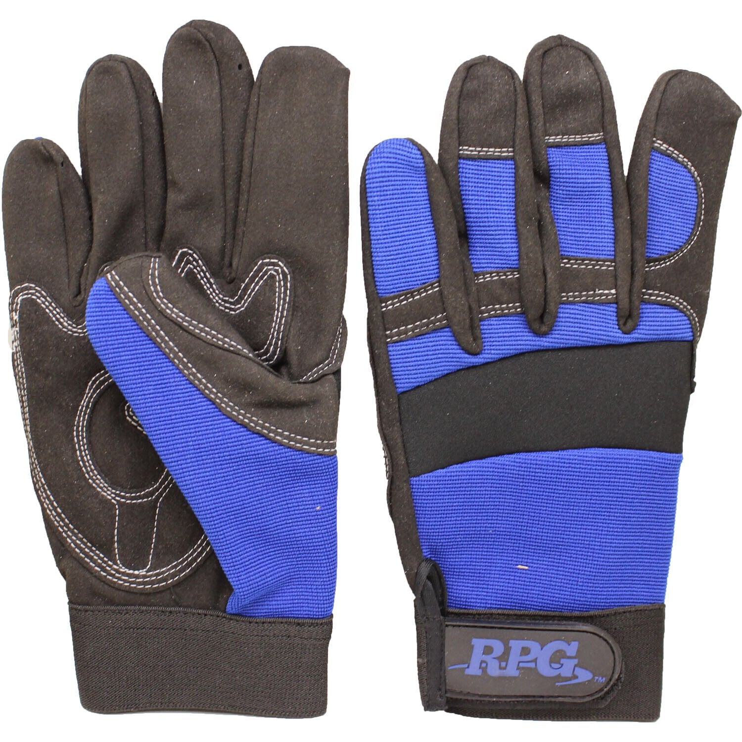 RPG 396-10011 Synthetic Leather Palm Mechanics Gloves One Size - Black/Blue