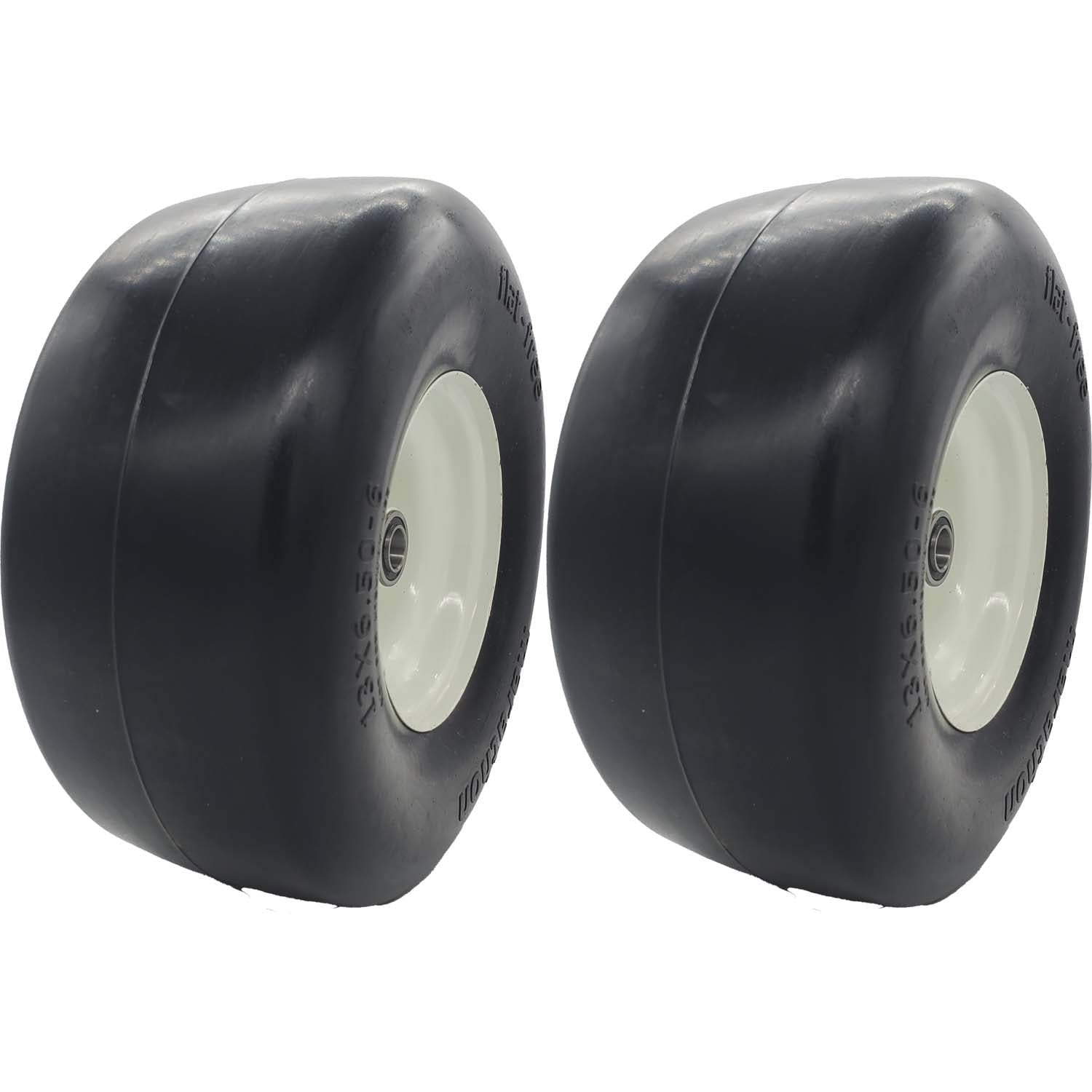 Marathon 30256 Flat Free Smooth Lawn and Garden Tire on Rim 13x6.50-6 Pack of 2
