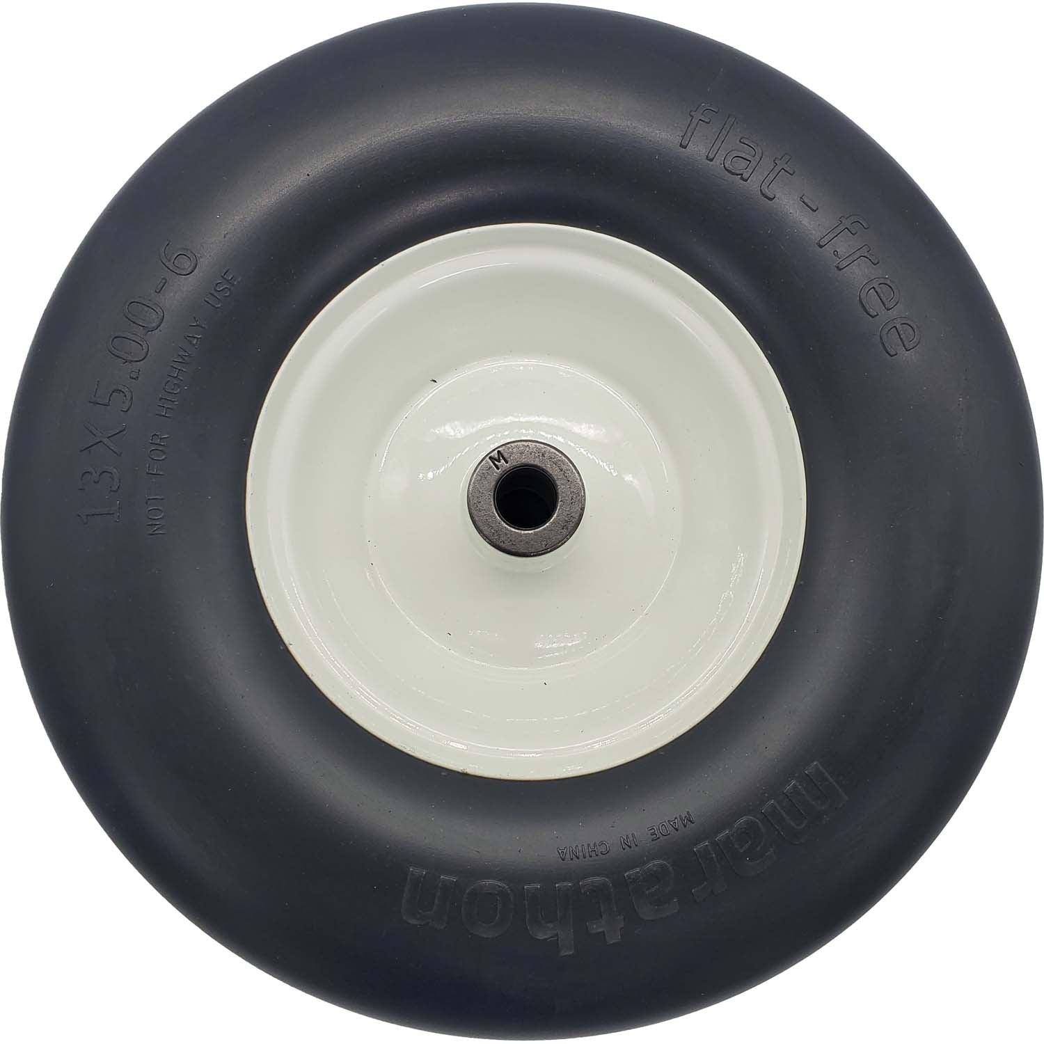 Marathon 30346 Flat Free Smooth Lawn and Garden Tire on Rim 13x5.00-6