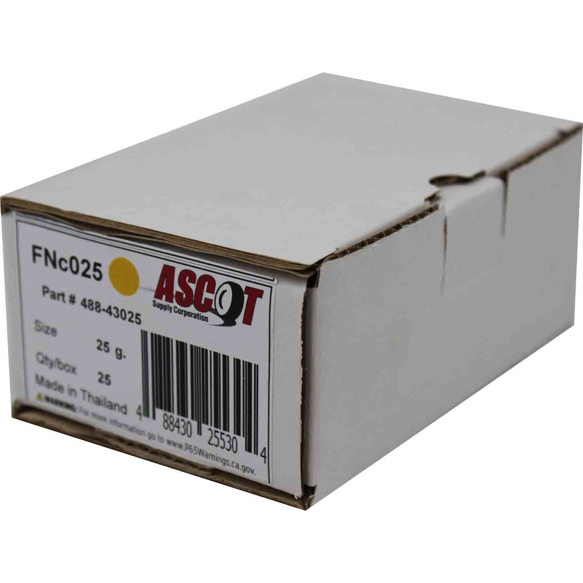 Ascot FN Style Coated Lead Clip-On Wheel Weight 25gm (.875oz) - Box of 25