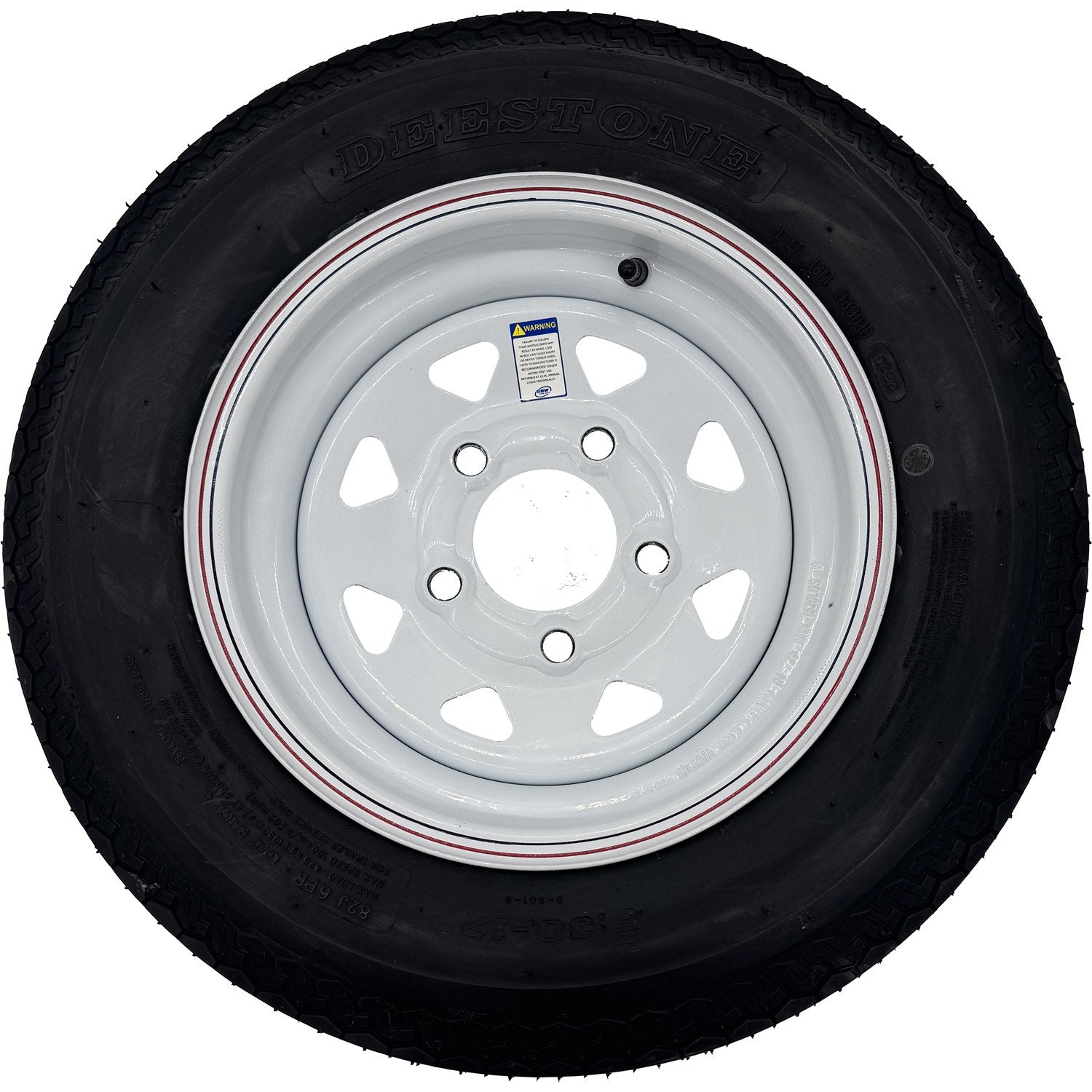 Deestone D901 5.30-12 LRC 6 Ply Trailer Tire on a 5 on 4.5 Spoked Wheel