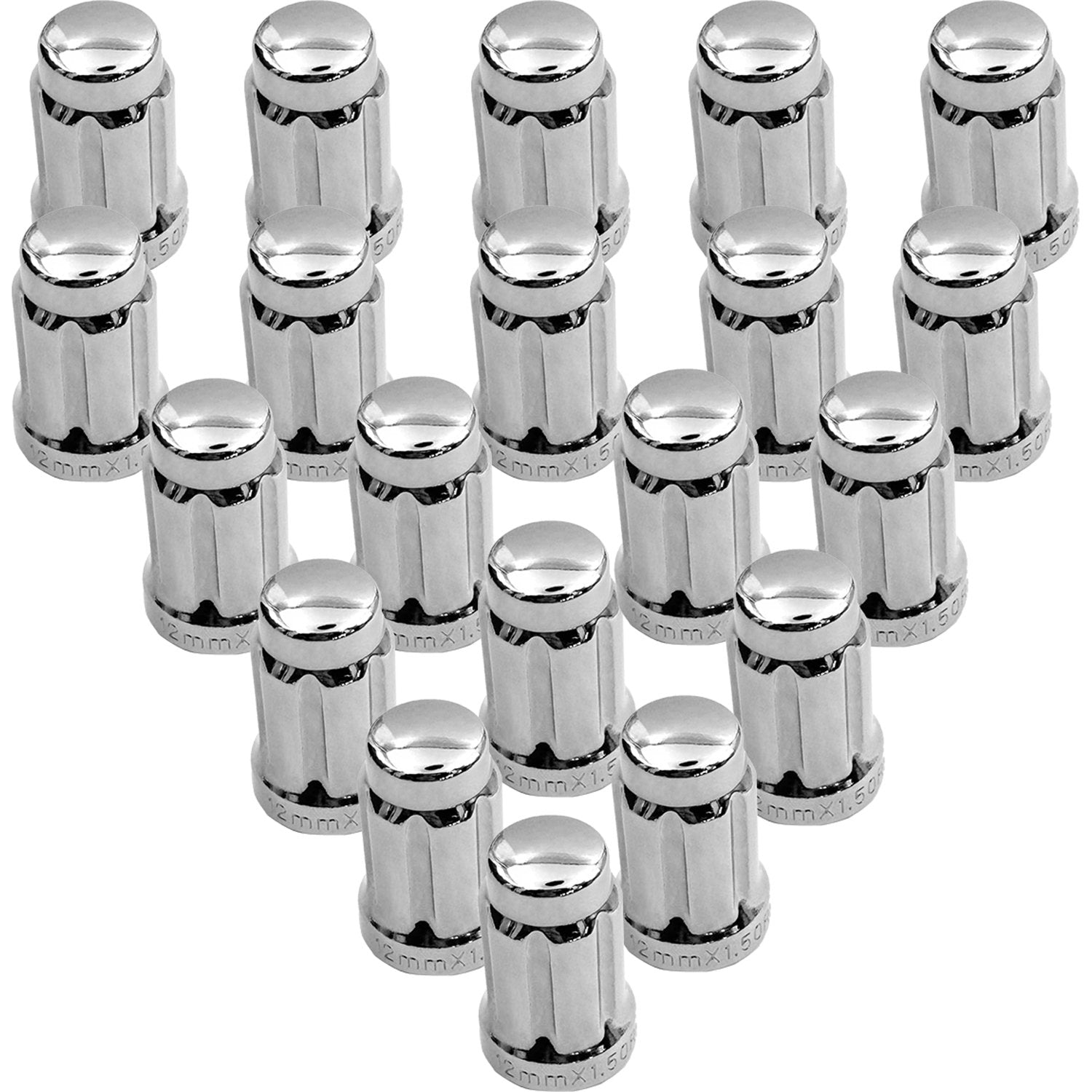 Premium Service M12x1.50 Short 6-Spline Wheel Lug Nut Pack of 20