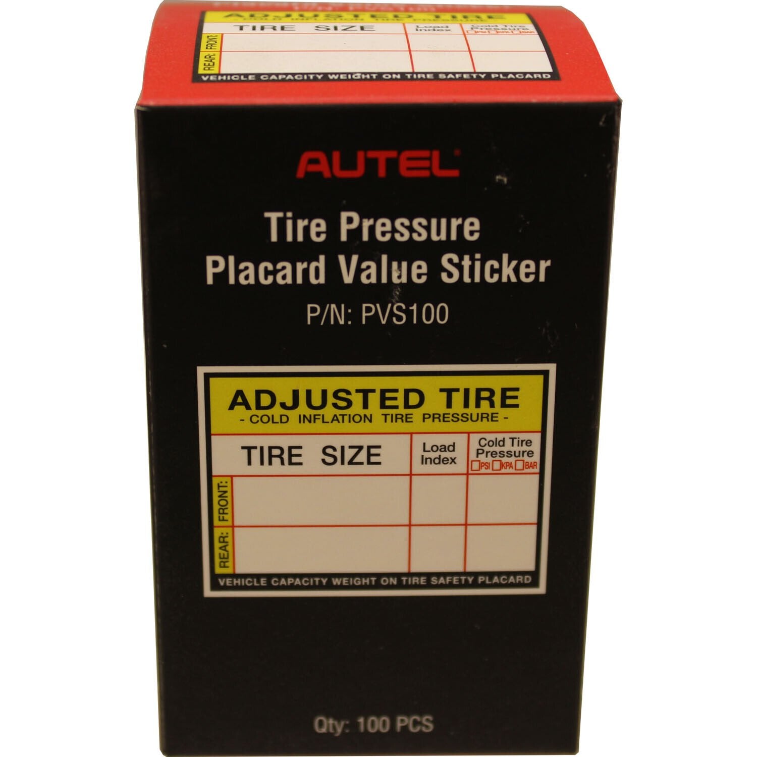 Autel Tire Pressure Placard Value Sticker - Box of 100 Stickers