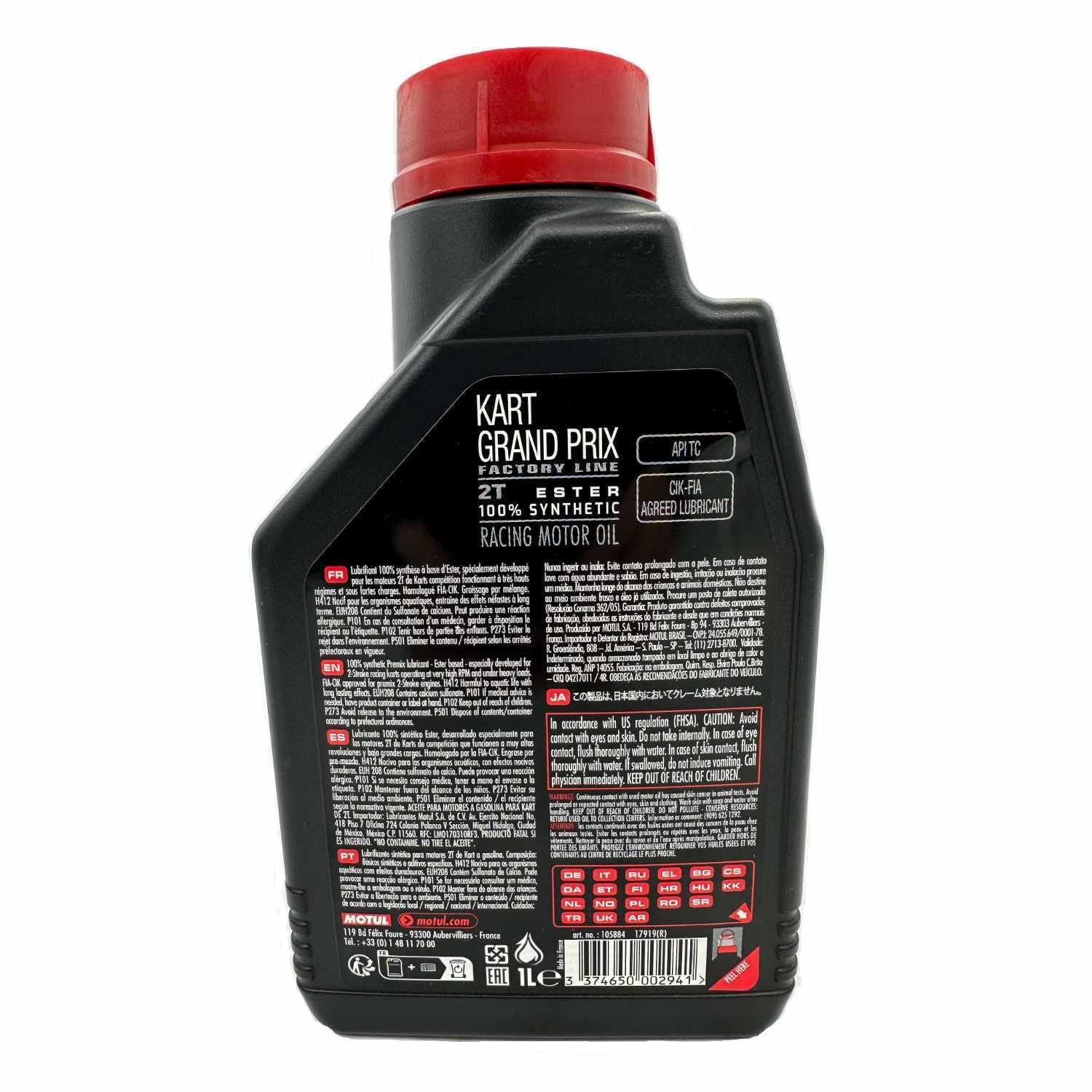 Motul Factory Line Kart Grand Prix 2T Synthetic Racing Motor Oil - 1 Liter