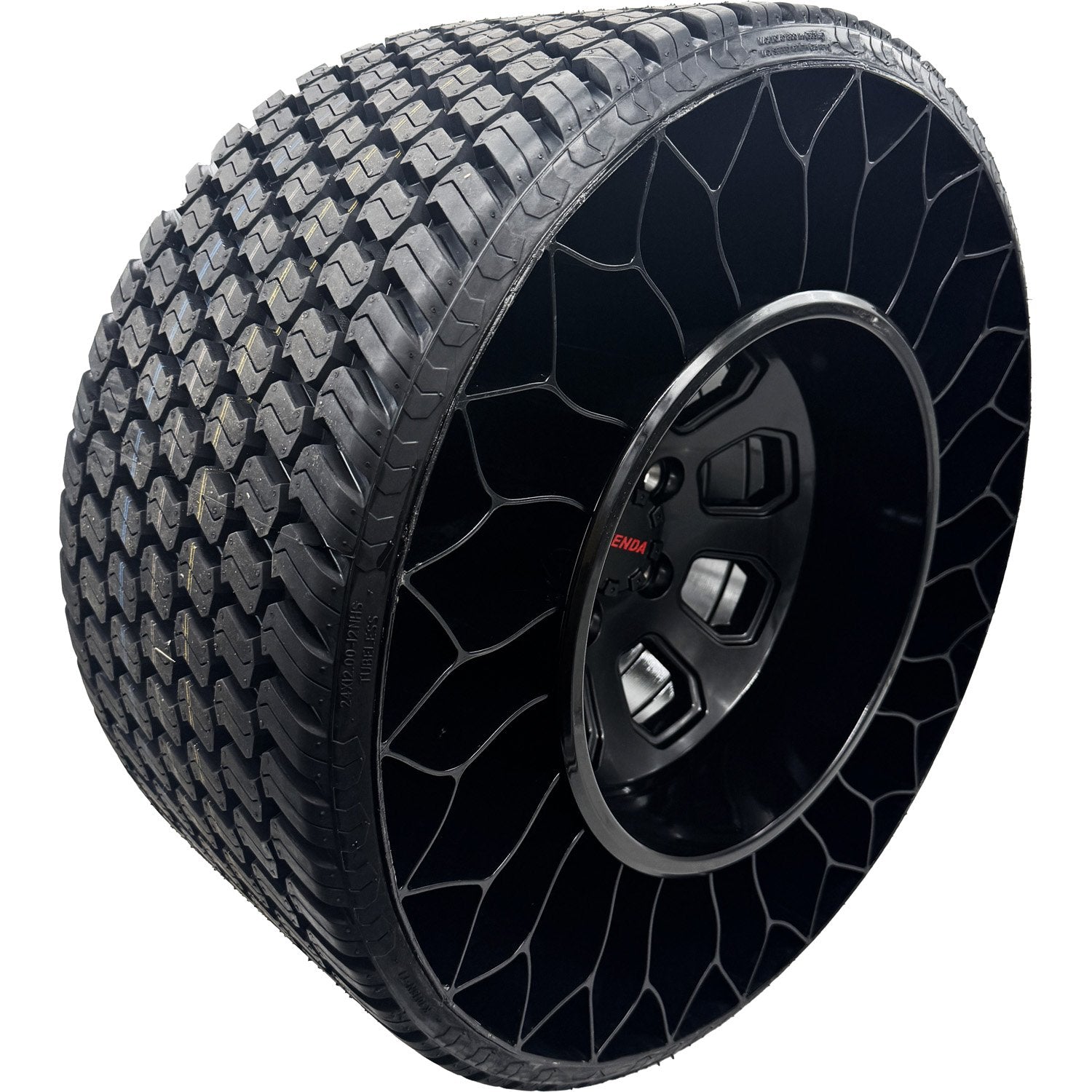 Kenda NPT TurfSteel 24x12.00-12 Mounted on 5 on 4.5" Black Diamond Wheel