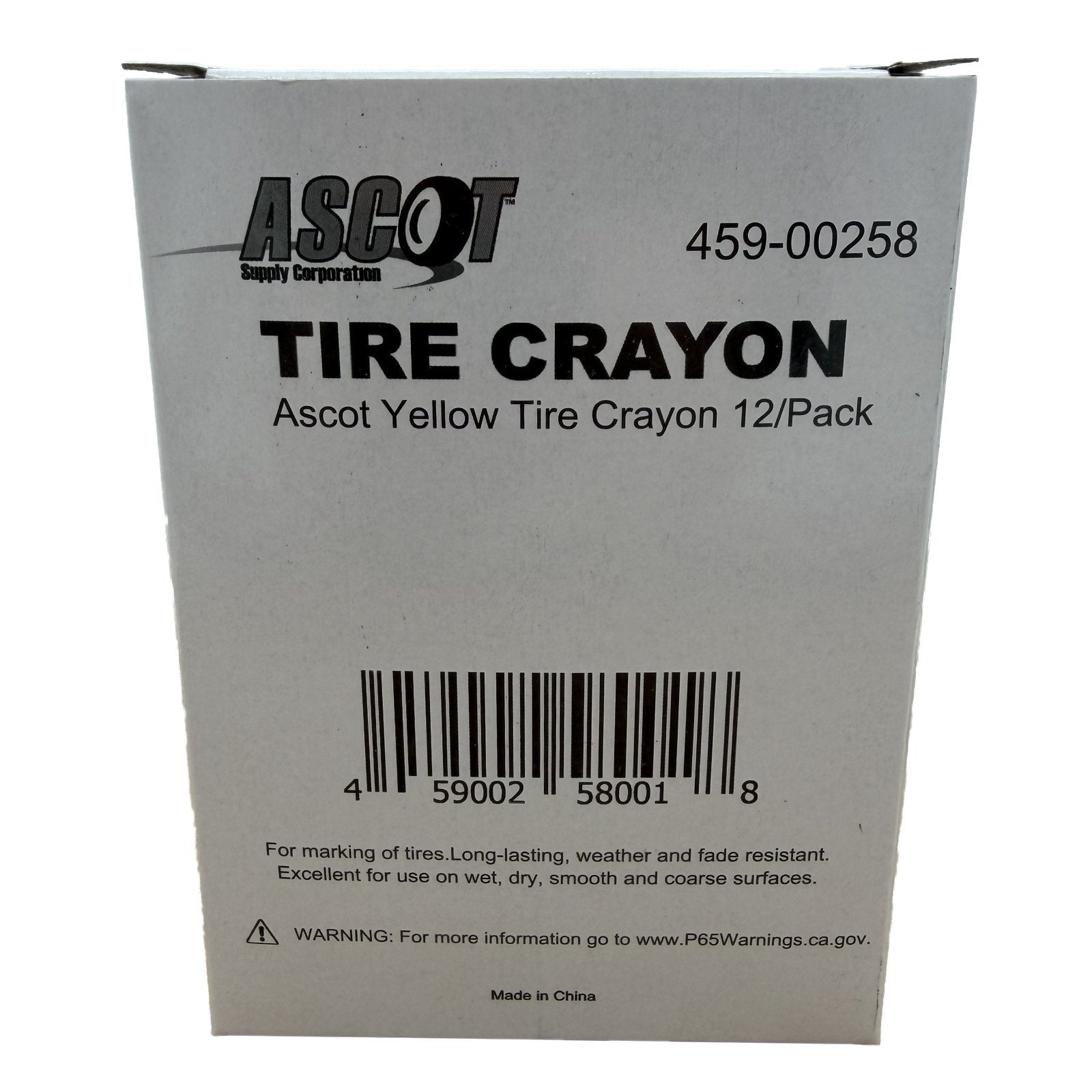 Ascot Tire Marking Crayon - Yellow (Pack of 12)