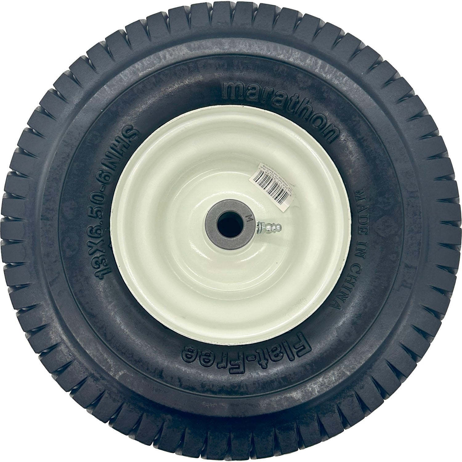 Marathon 30226 Flat Free Lawn Mower Tire on Rim with Bushing 13x6.50-6