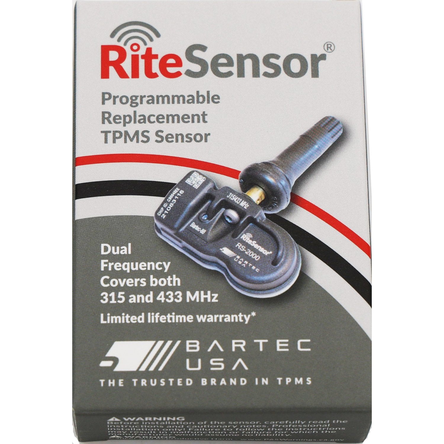 Rite-Sensor Dual Frequency Programmable TPMS Sensor with Snap in Valve Stem