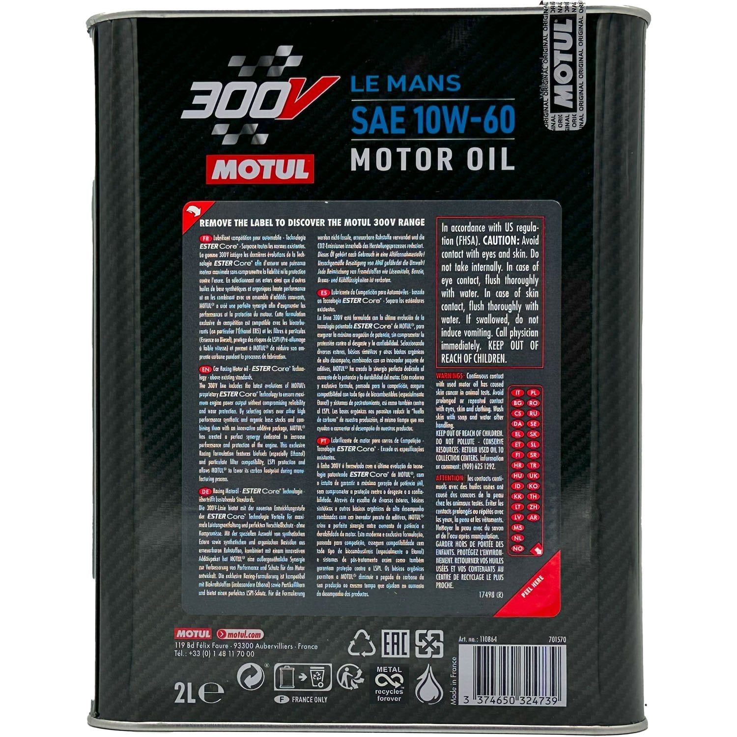 Motul 300V LeMans Racing Motor Oil 10W60 - 2 Liter