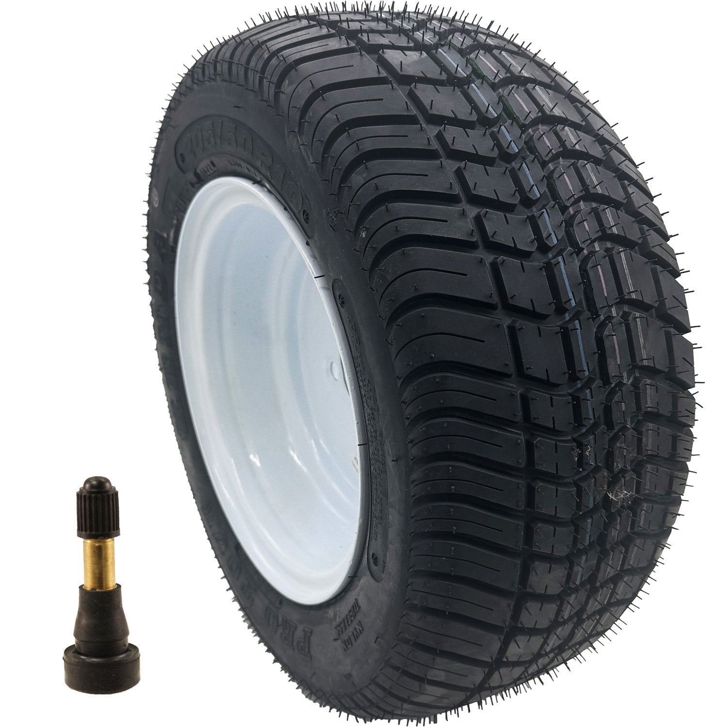 Golf Cart Tire & Wheel Assembly 205/50-10 4 Ply Kenda Pro Tour on 4 on 4 White Wheel