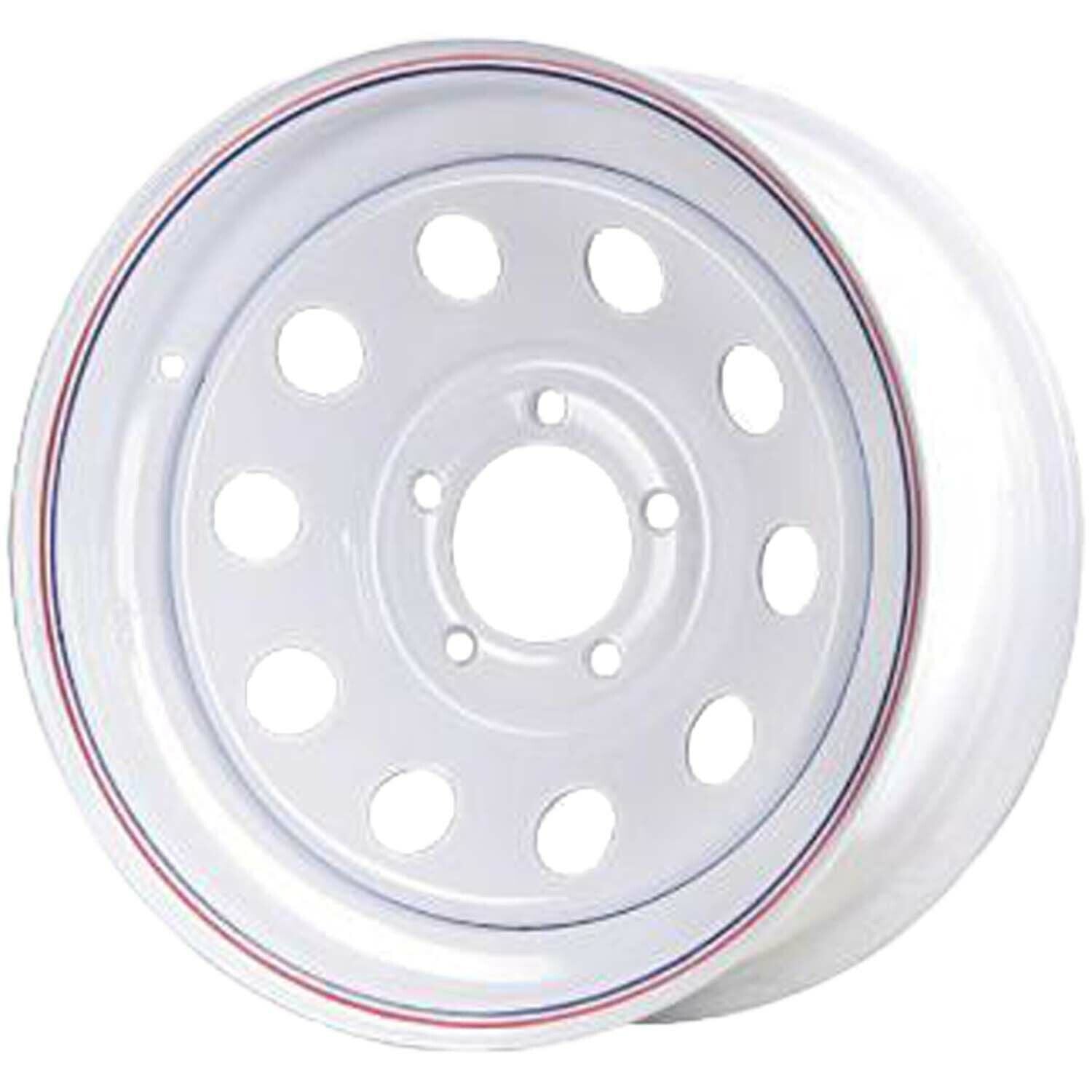 Premium Service 15x6 5 on 4.5 Modular Steel Trailer Wheel - White with Pin Stripes