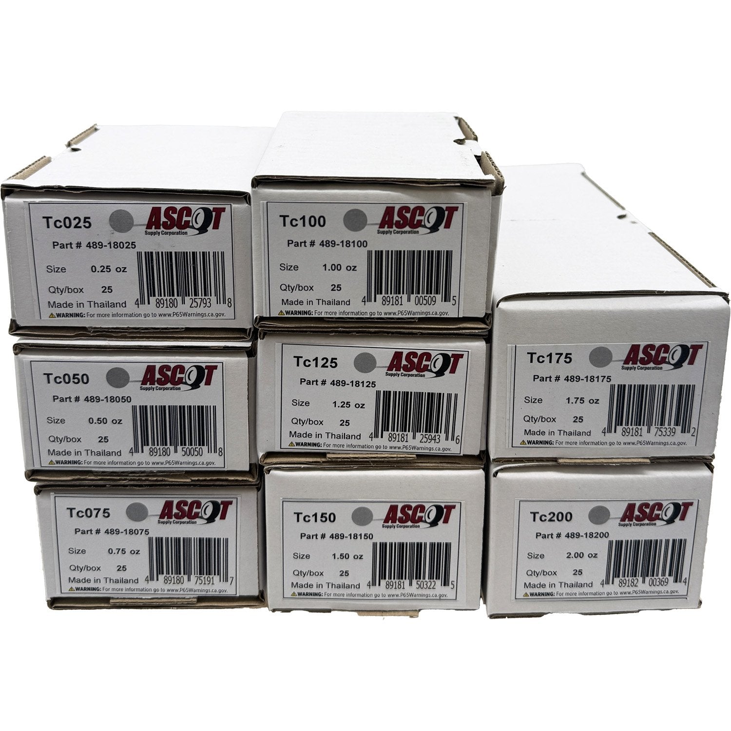 Ascot T Style Coated Lead Clip-On Wheel Weight Bundle .25oz-2.00oz (8 Items)