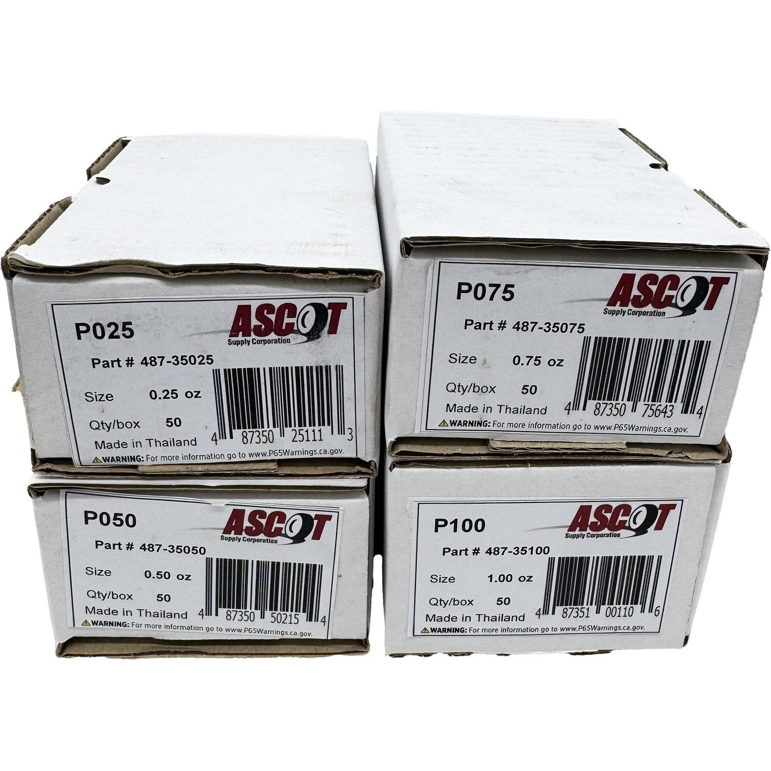 Ascot P Style Uncoated Lead Clip-On Wheel Weight Bundle .25oz-1.00oz (4 Items)