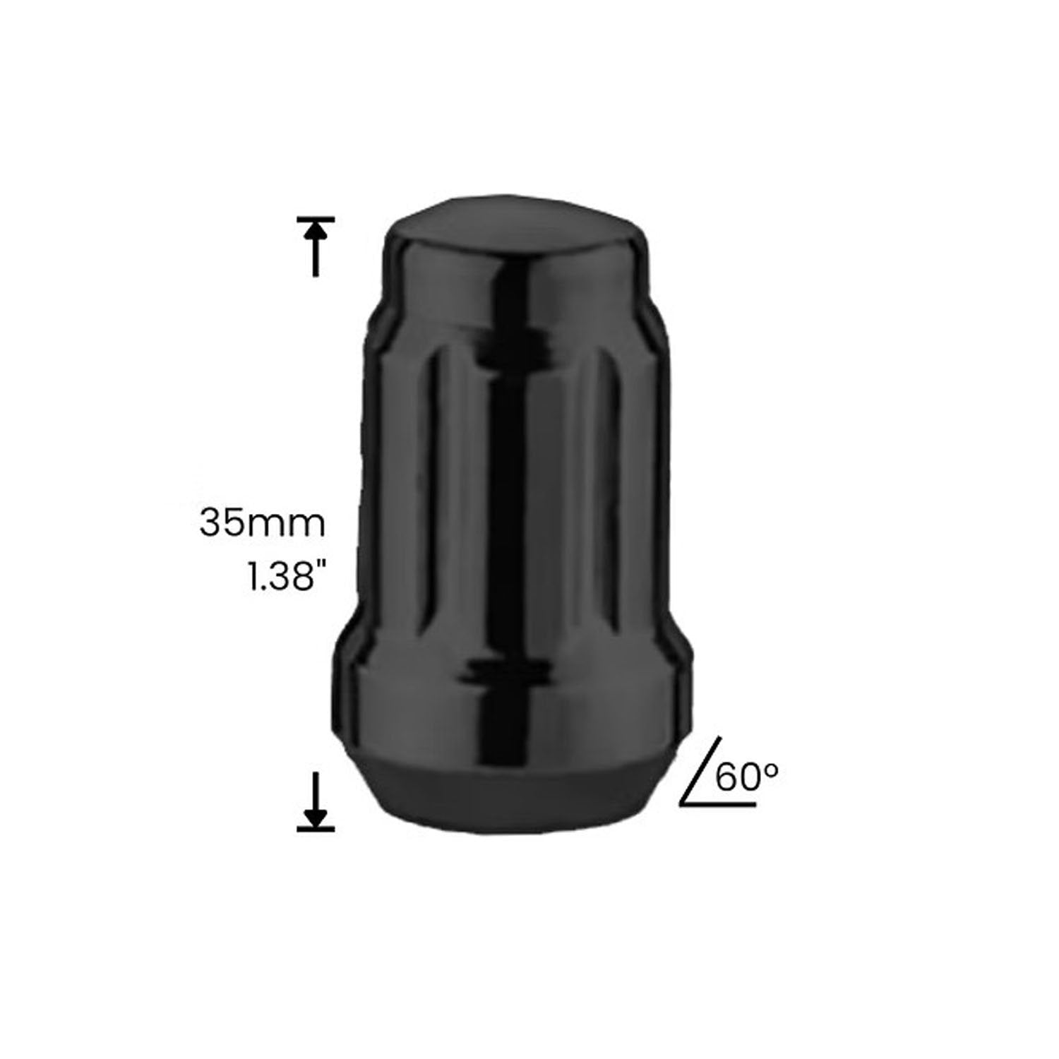 Premium Service 1/2"x20 6-Spline Wheel Lug Nut - Black Pack of 20