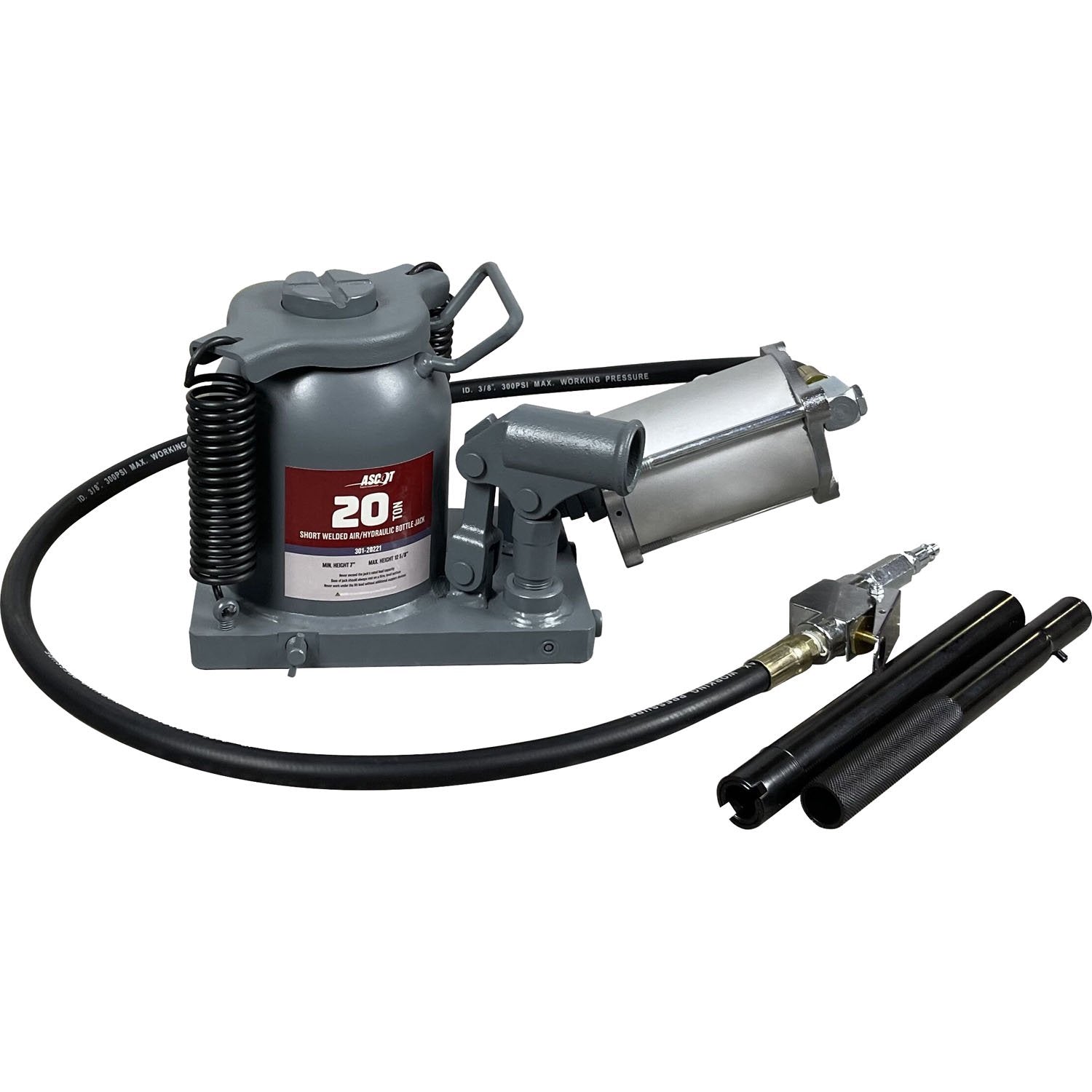 Ascot Professional 20 Ton Short Air/Hydraulic Bottle Jack