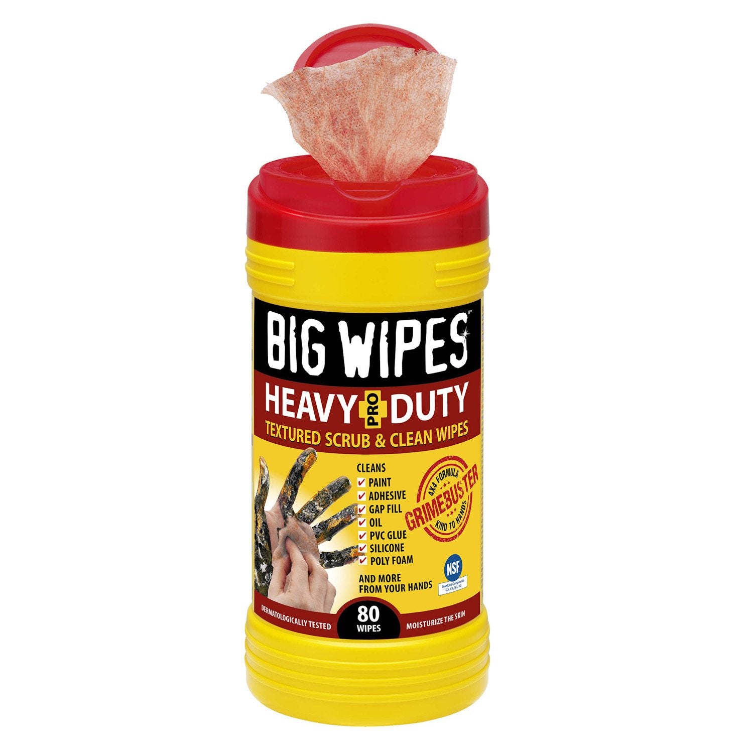 Big Wipes Pro + Heavy Duty Industrial Textured Scrubbing Wipes - 80 Wipes