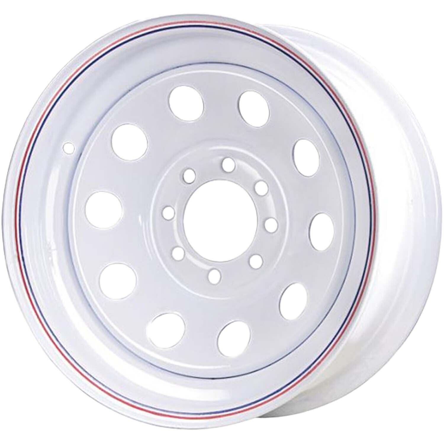 Premium Service 16x6 8 on 6.5 Modular Steel Trailer Wheel - White with Pin Stripes
