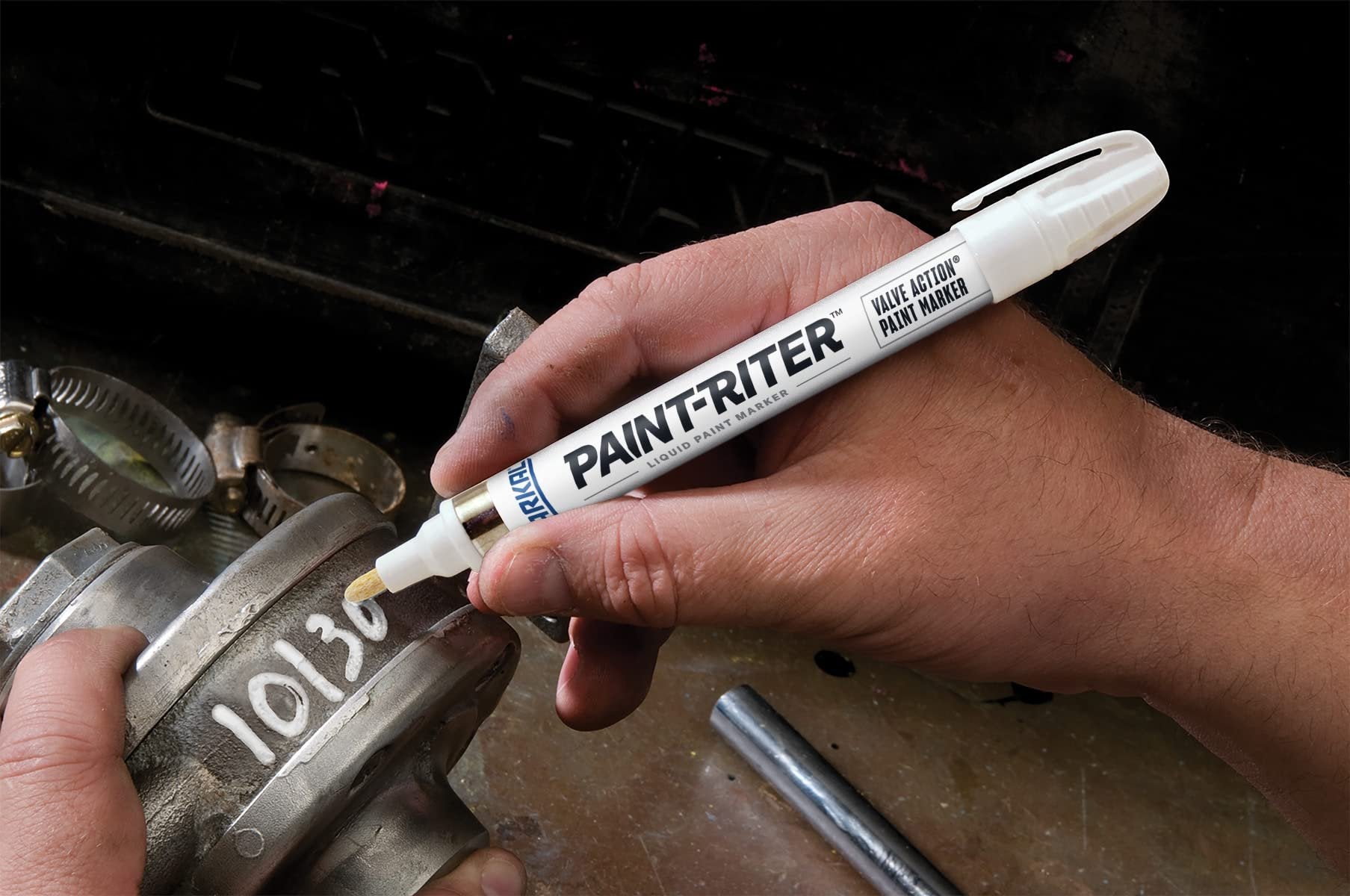 Markal Valve Action Liquid Paint Marker with 1/8" Bullet Tip - White Pack of 12