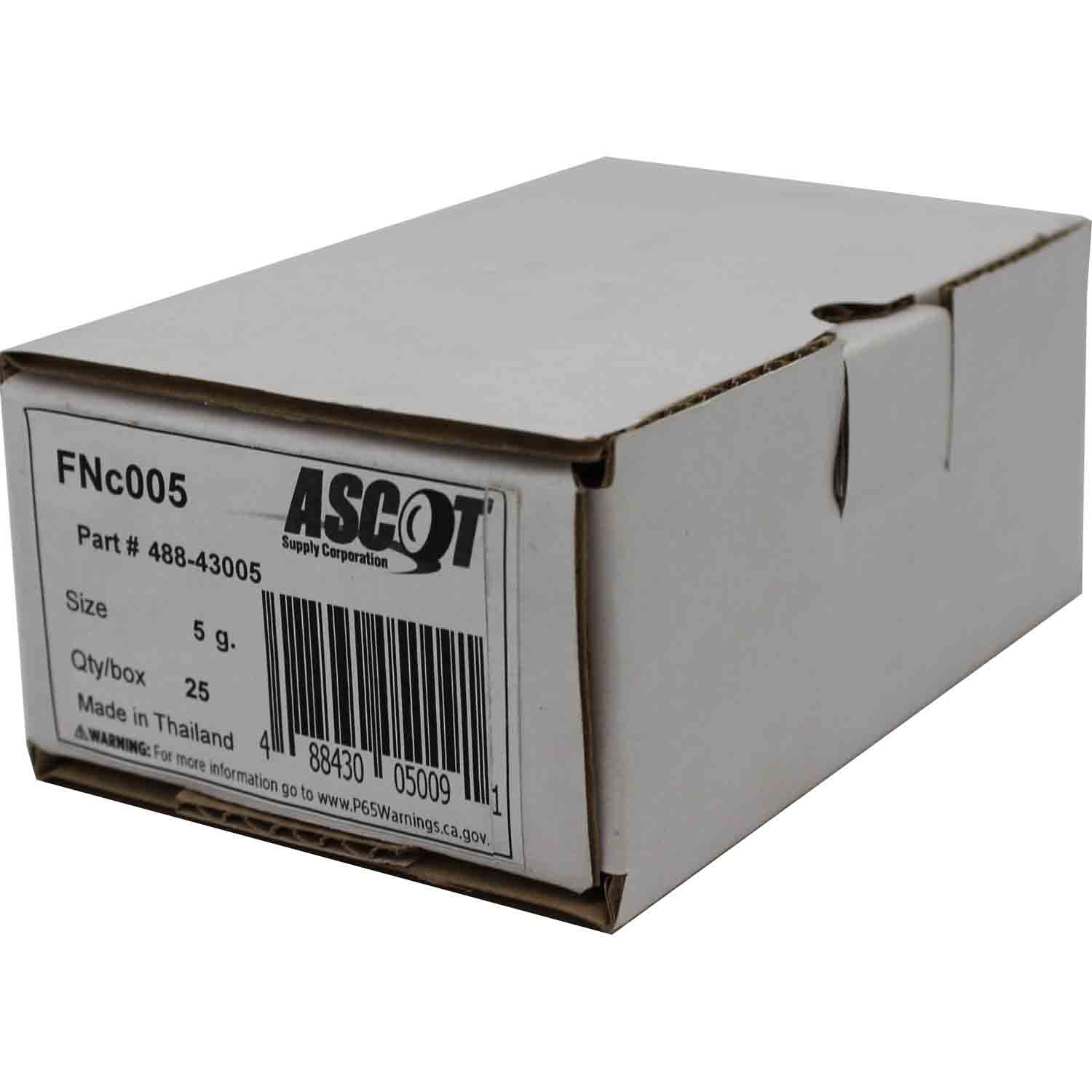 Ascot FN Style Coated Lead Clip-On Wheel Weight 5gm (.25oz) - Box of 25