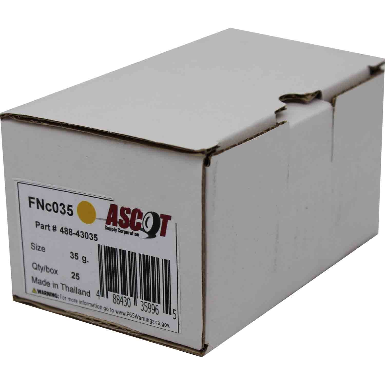 Ascot FN Style Coated Lead Clip-On Wheel Weight 35gm (1.25oz) - Box of 25