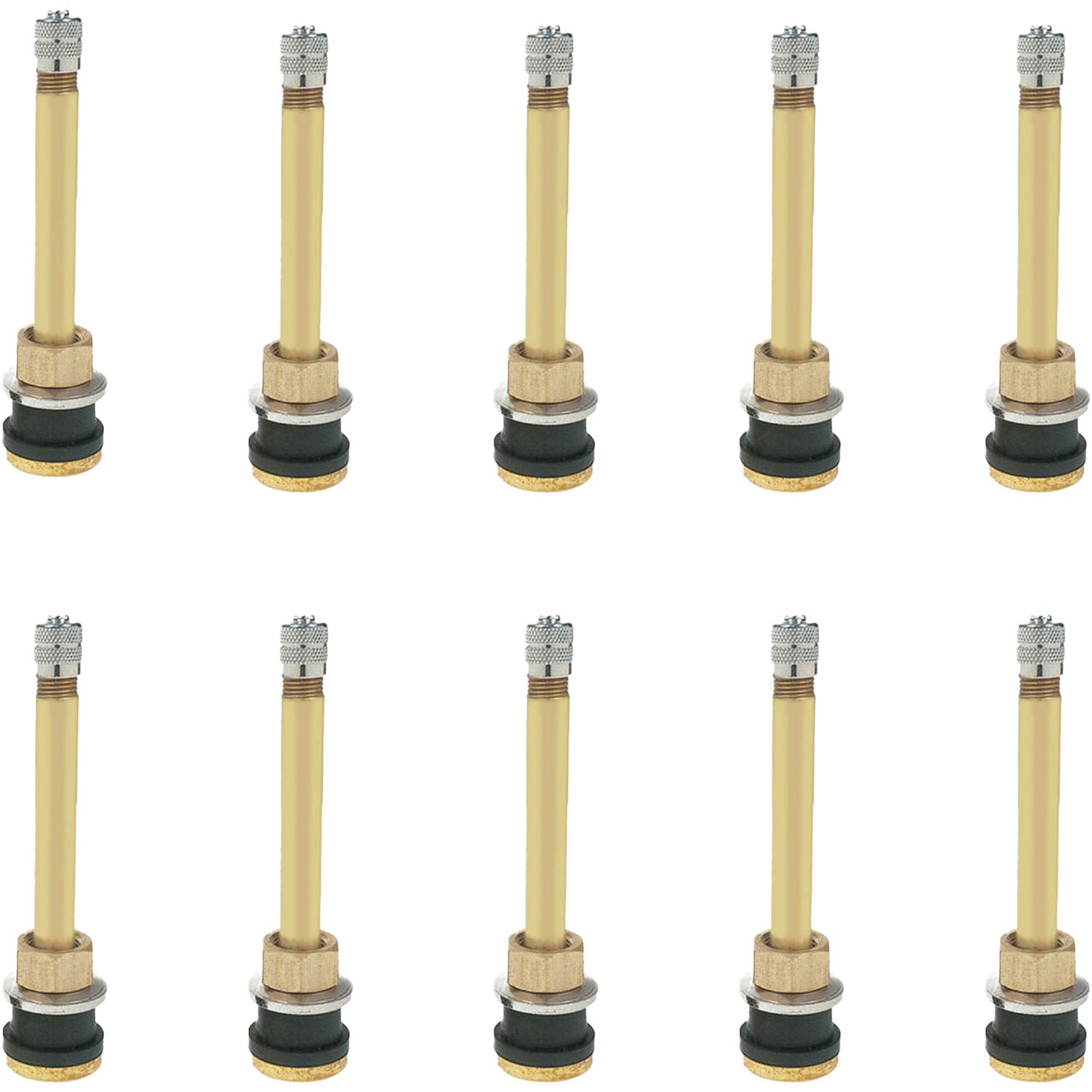 TR570 3-1/8" Brass Clamp-in Tubeless Tire Truck Valve Stem Pack of 10