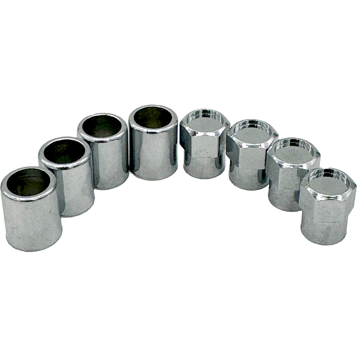 Tire Valve Stem Chrome Sleeve and Hex Chrome Valve Cap Set