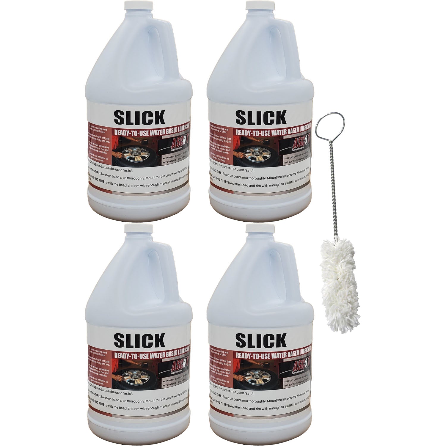 Ascot Tire Mounting Lube 1 Gallon Bottle Pack of 4 and 1 10" Applicator Swab