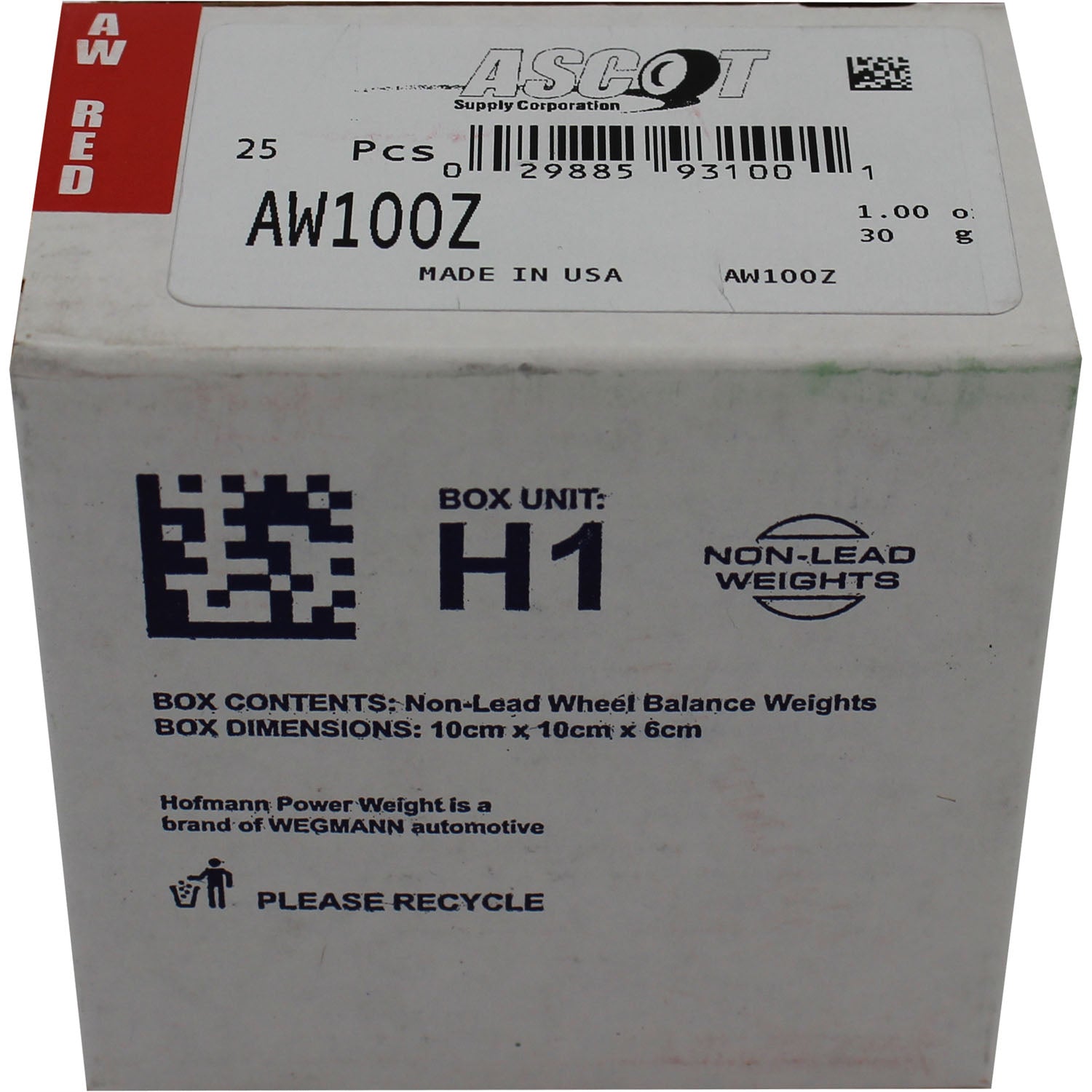 Perfect Equipment AW100Z Coated Zinc Wheel Weight 1.00 oz. - Box of 25