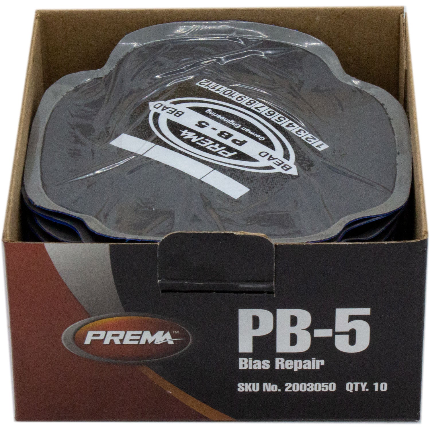 Prema PB-5 Square Bias Tire Patch 4-3/4" 4 Ply Box of 10