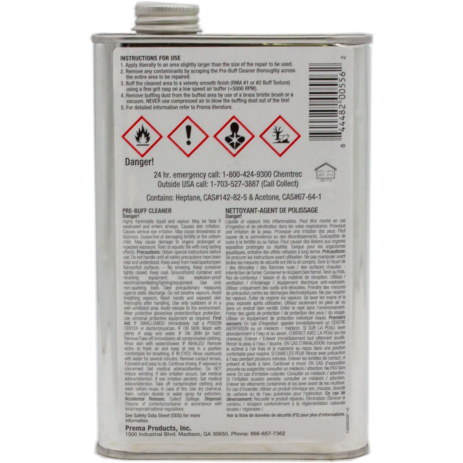 Prema PPC-32 Pre-Buff Cleaner Spout Can Flammable 32oz.