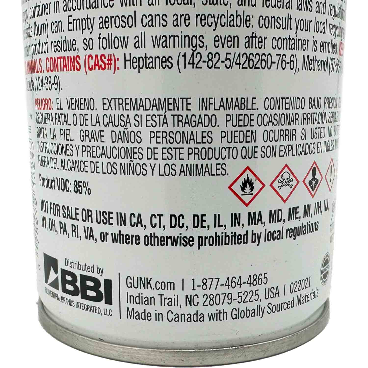Gunk M705 Non-Chlorinated Brake Parts Cleaner - 14oz