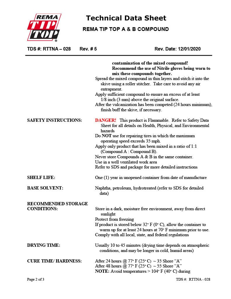 REMA TIP TOP 50F A and B Compound Kit