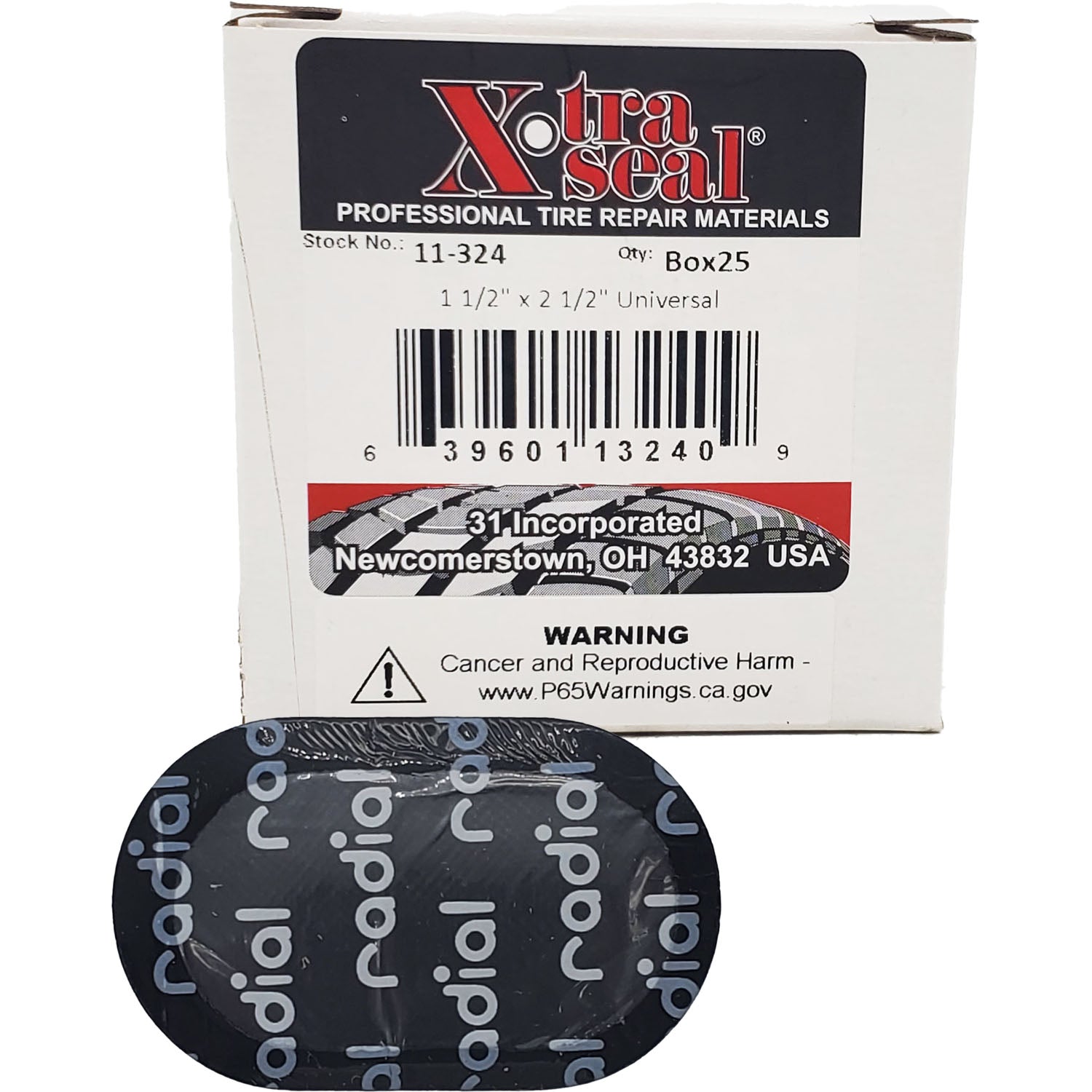 Xtra-Seal 11-324 Oval 1-3/8" x 2-3/8" Universal Tire Repair Patch Box of 25