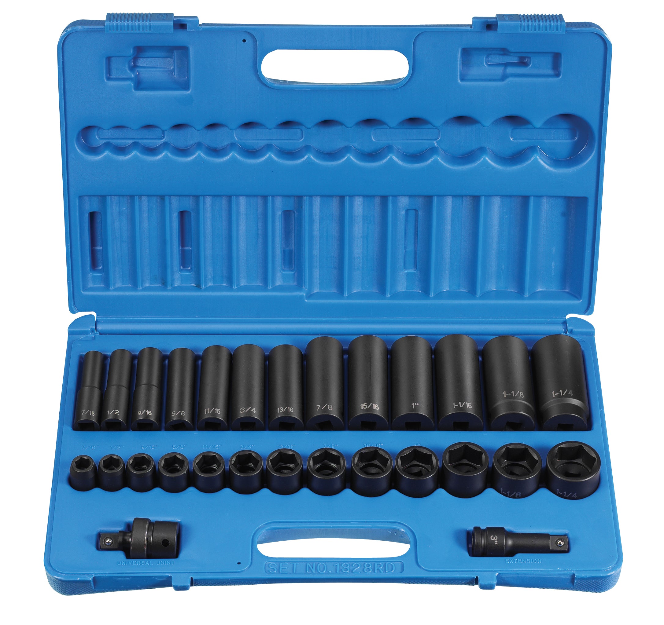Grey Pneumatic 1328RD 1/2" Drive 28-Piece Standard/Deep Socket Set