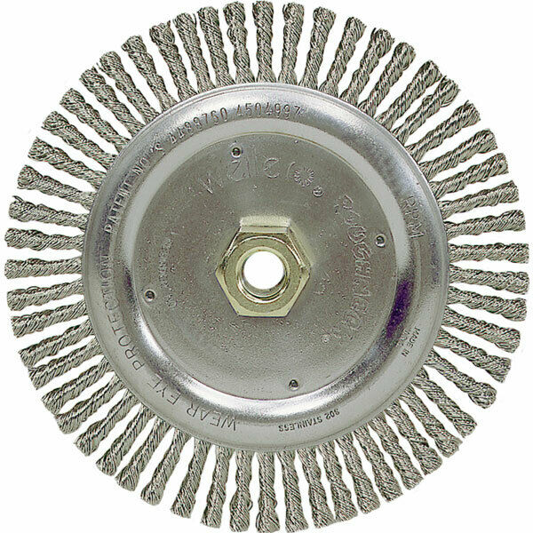 Weiler 08776 6" x 1/2" Bead Twist Wire Wheel 5/8"-11 Arbor Nut for Rim King