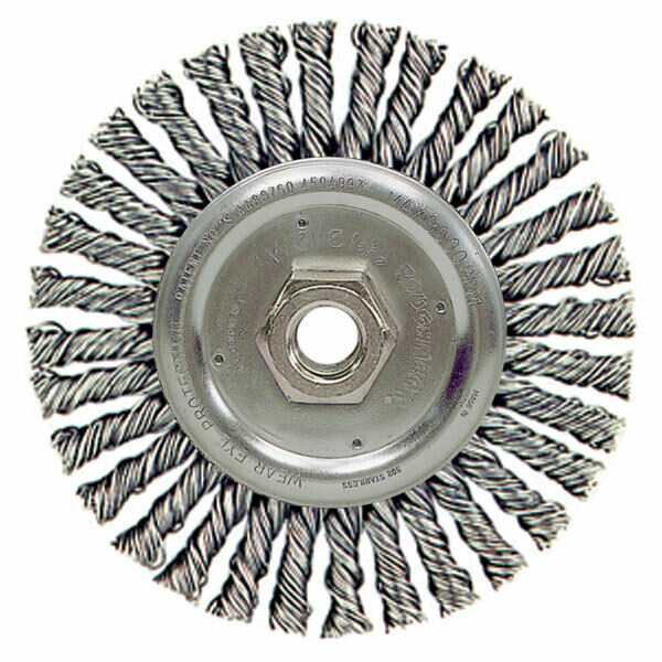 Weiler 08836 7" x 5/8" Twist Wire Wheel 5/8"-11 Arbor Nut Rim Clean