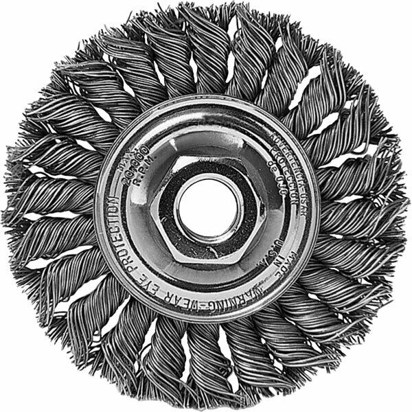 Weiler 13120 4" x 1/2" Twist Wire Wheel .020 Wire 5/8"-11 Arbor Nut