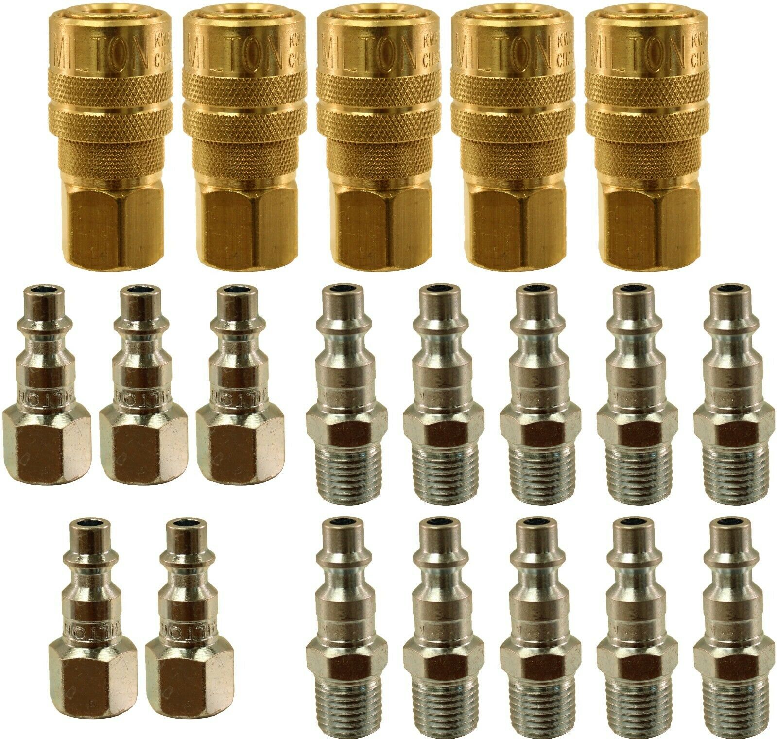 Milton 715/727/728 1/4" M-Style Coupler and Plug Set - 20 Pieces