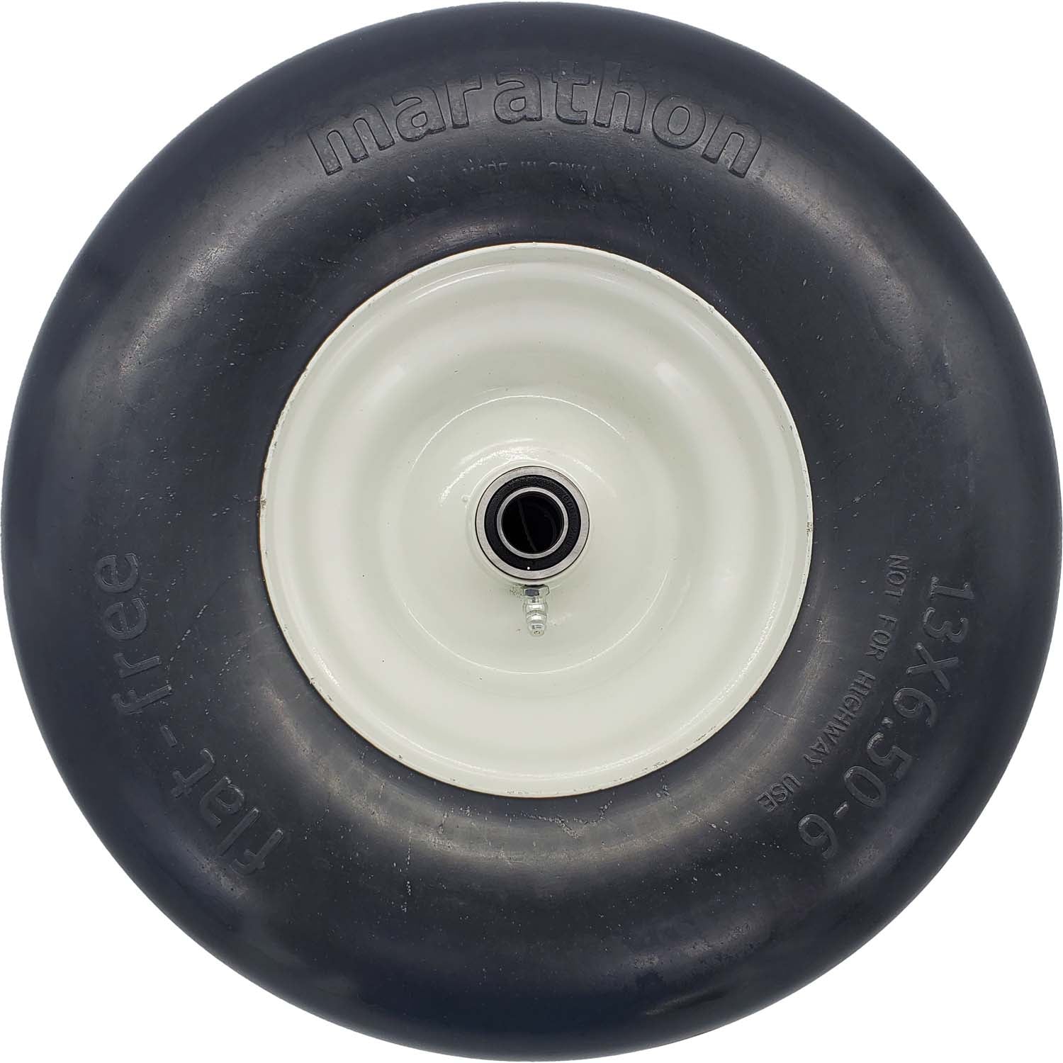 Marathon 30256 Flat Free Smooth Lawn and Garden Tire on Rim 13x6.50-6