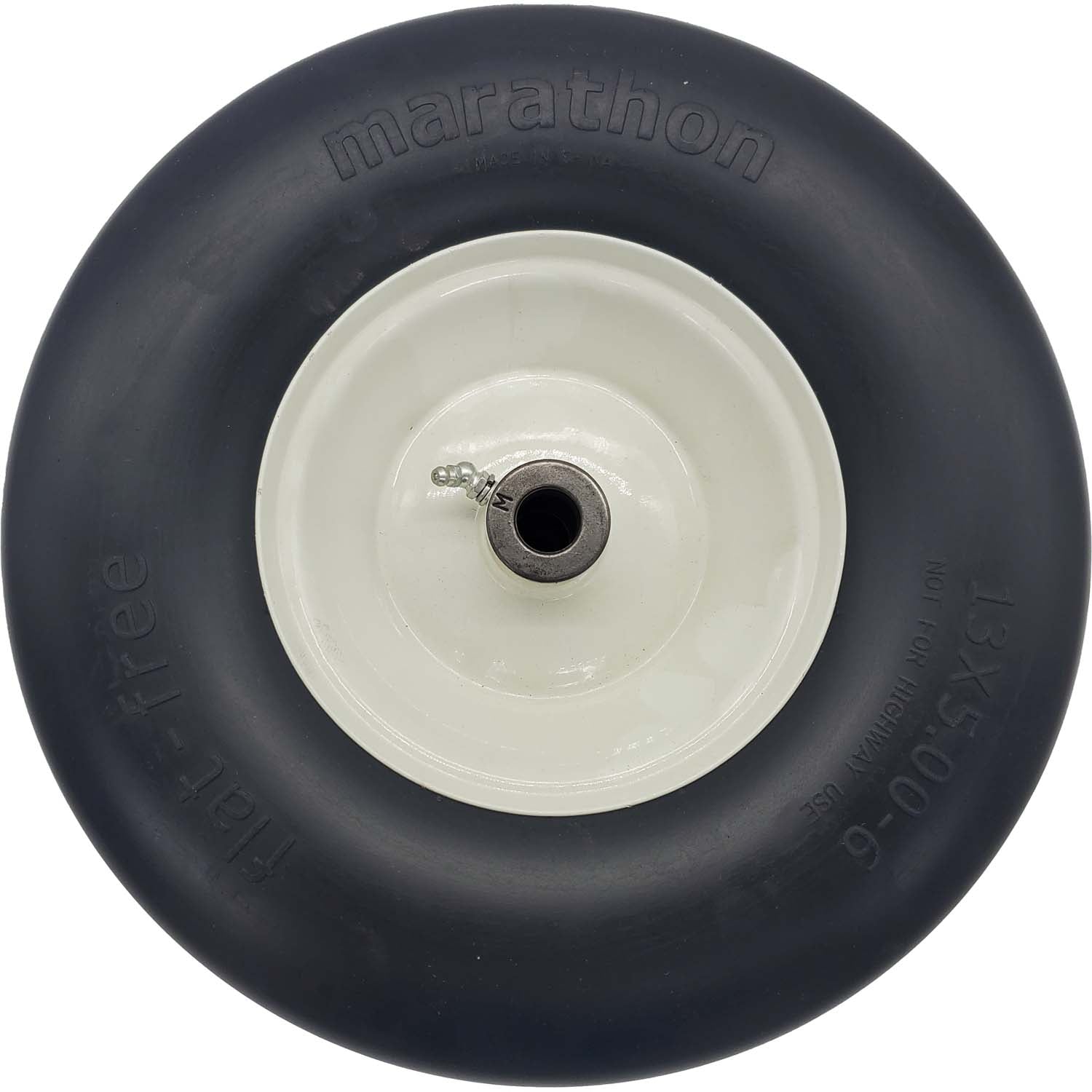 Marathon 30346 Flat Free Smooth Lawn and Garden Tire on Rim 13x5.00-6