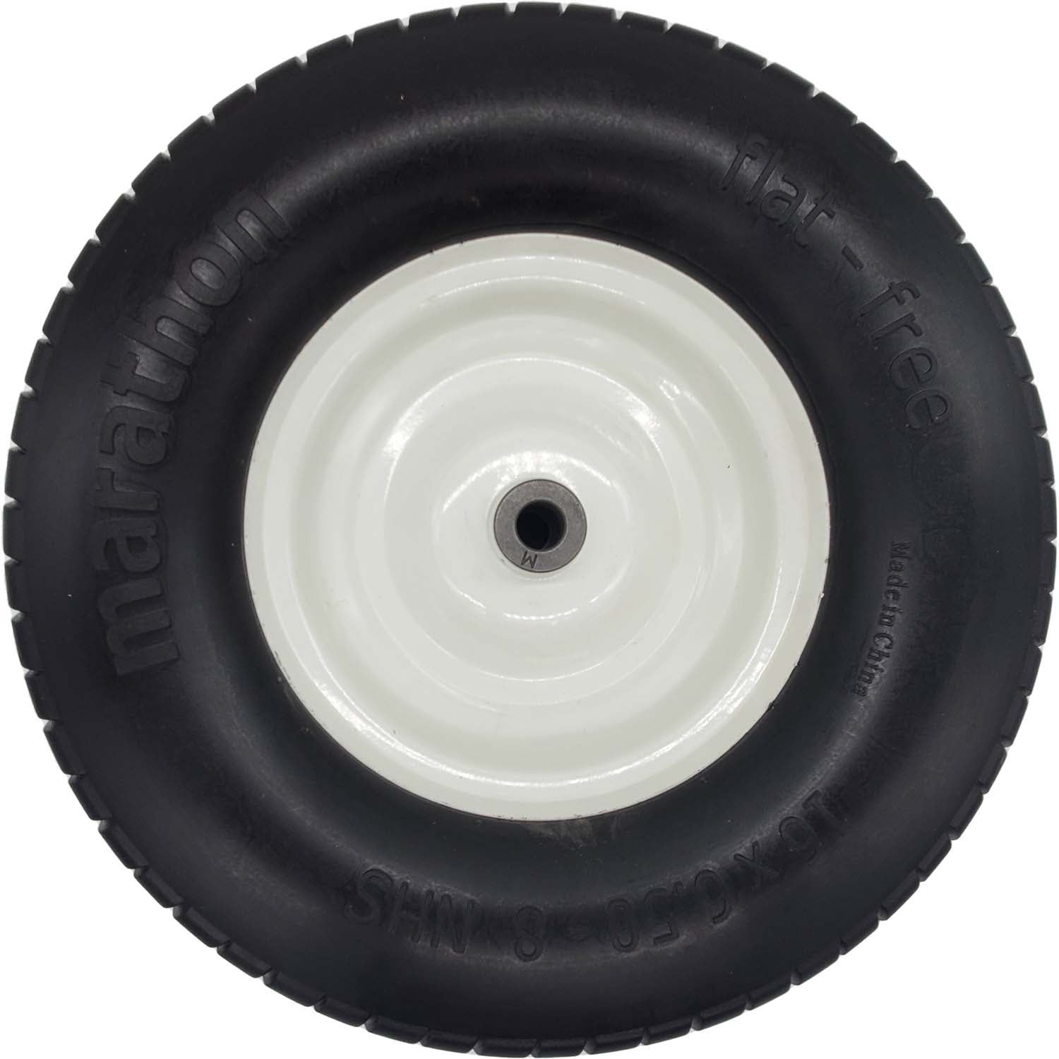 Marathon 30454P Flat Free Turf Tire on Rim 3" Centered Hub 16x6.50-8