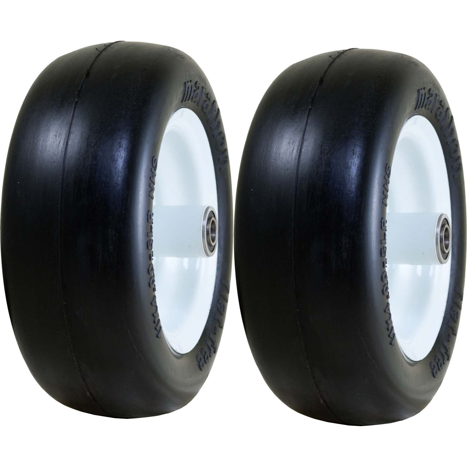 Marathon 01410P Flat Free Smooth Lawn and Garden Tire on Rim 11x4.00-5 Pack of 2