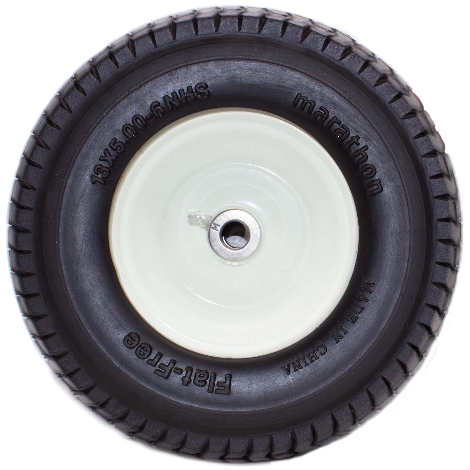Marathon 30326 Flat Free Lawn Mower Tire on Rim with Bushing 13x5.00-6 Pack of 2