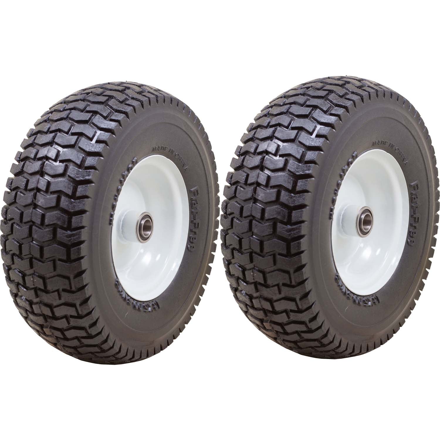 Marathon 30326 Flat Free Lawn Mower Tire on Rim with Bushing 13x5.00-6 Pack of 2