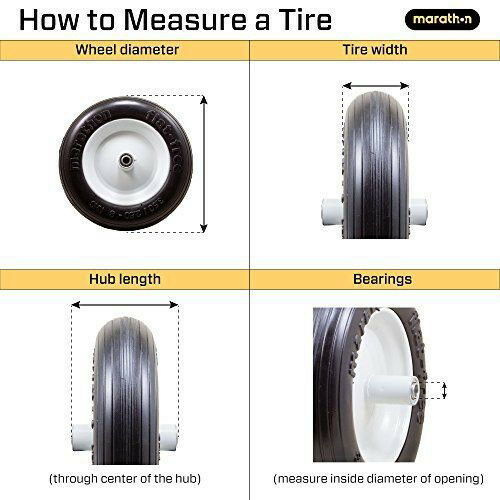Marathon 30256 Flat Free Smooth Lawn and Garden Tire on Rim 13x6.50-6