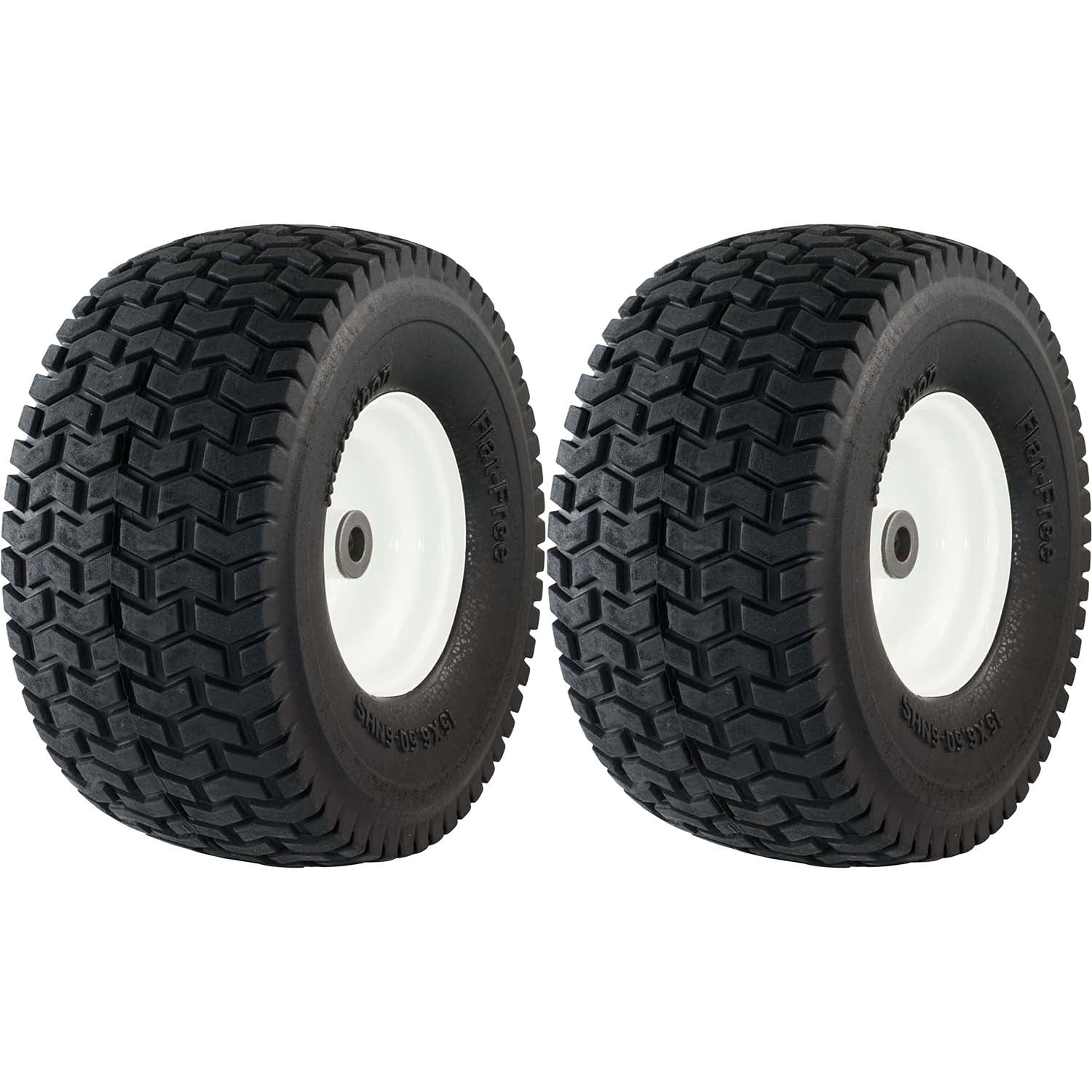 Marathon 30426 Flat Free Turf Lawn and Garden Tire on Rim 15x6.50-6 Pack of 2