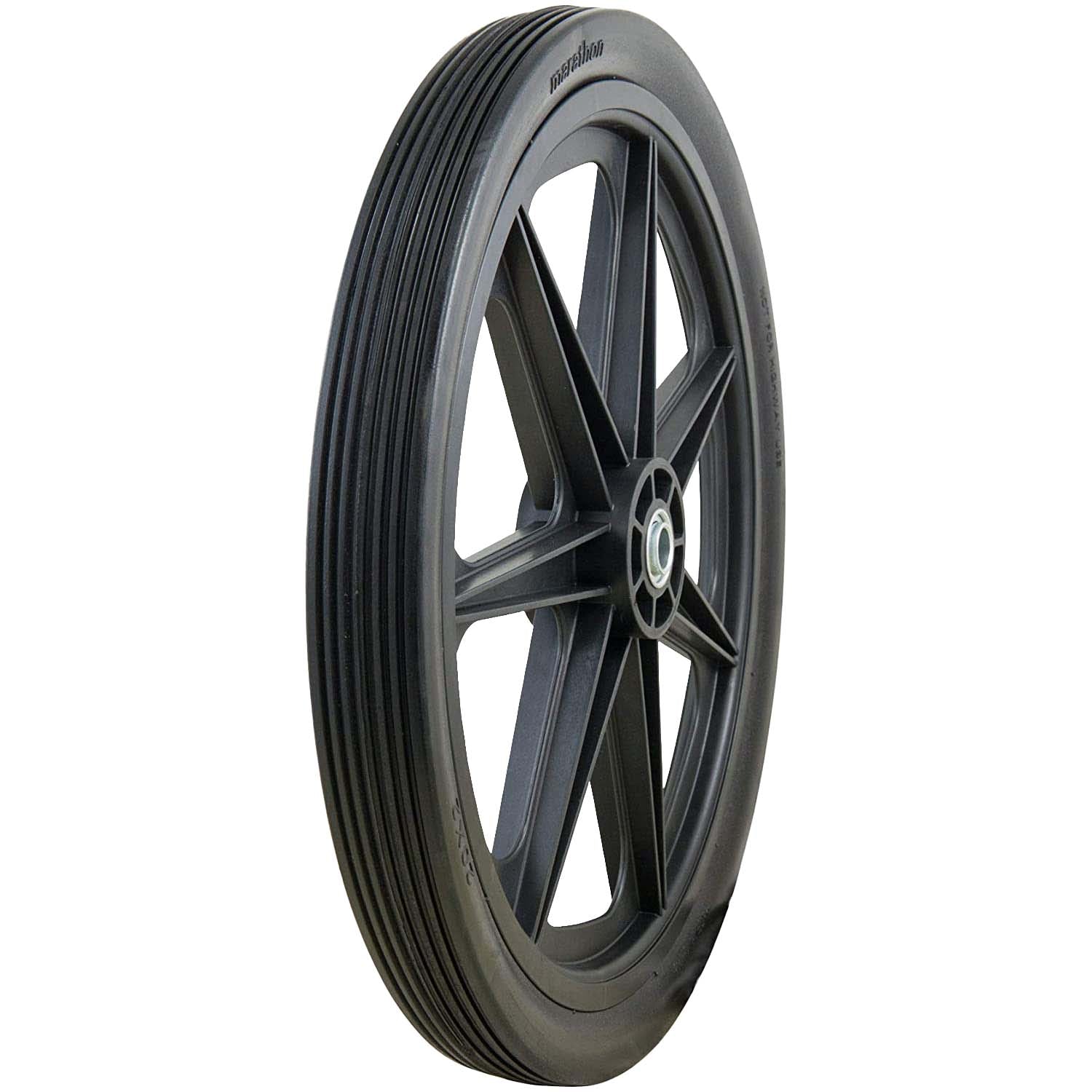 Marathon 92001 Flat Free Ribbed Garden Cart Tire on Rim 20x2 Pack of 2