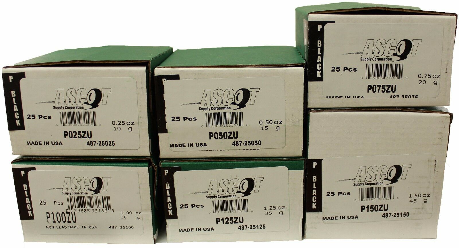 Perfect Equipment P Style Coated Zinc Wheel Weight Bundle 0.25 - 1.50oz