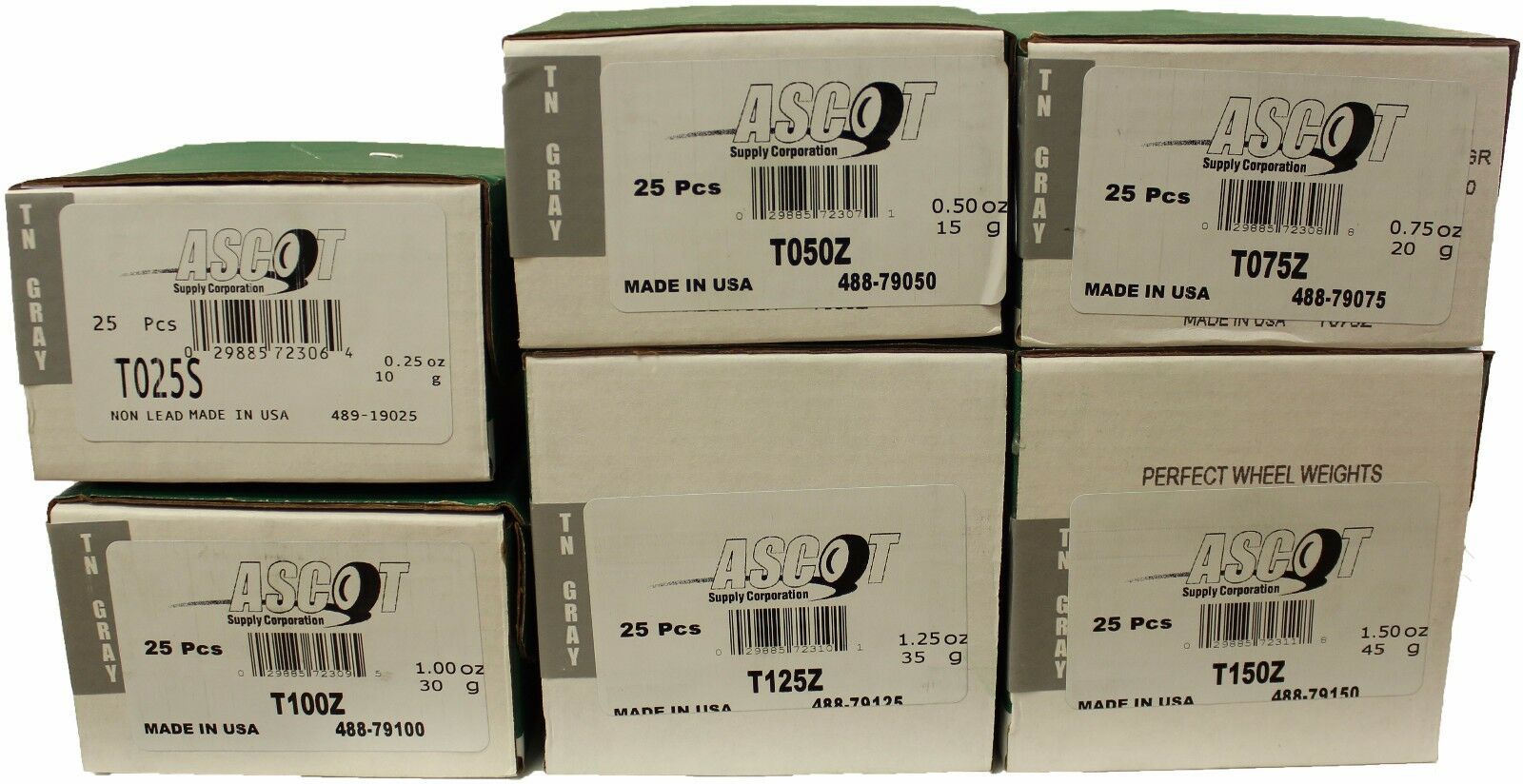 Perfect Equipment T Style Coated Zinc Wheel Weight Bundle 0.25 - 1.50oz