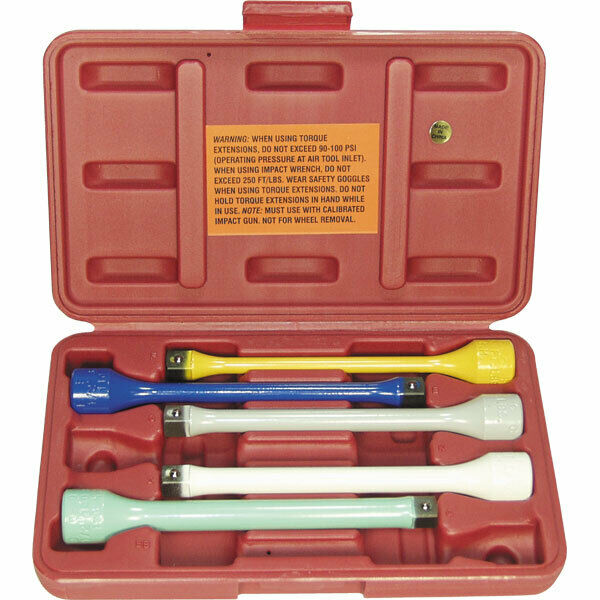 Lock Technology 1460 1/2" Dr. 5 Pc C,E,F,I,Q Torque Stick Extension Set w/ Case